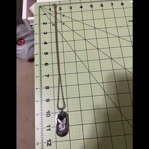 PLAYBOY Silver Dog Tag Necklace